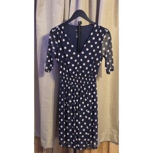 Kate And Lily Petite Short Sleeve V-Neck Polka Dot Dress Women's Size 6P